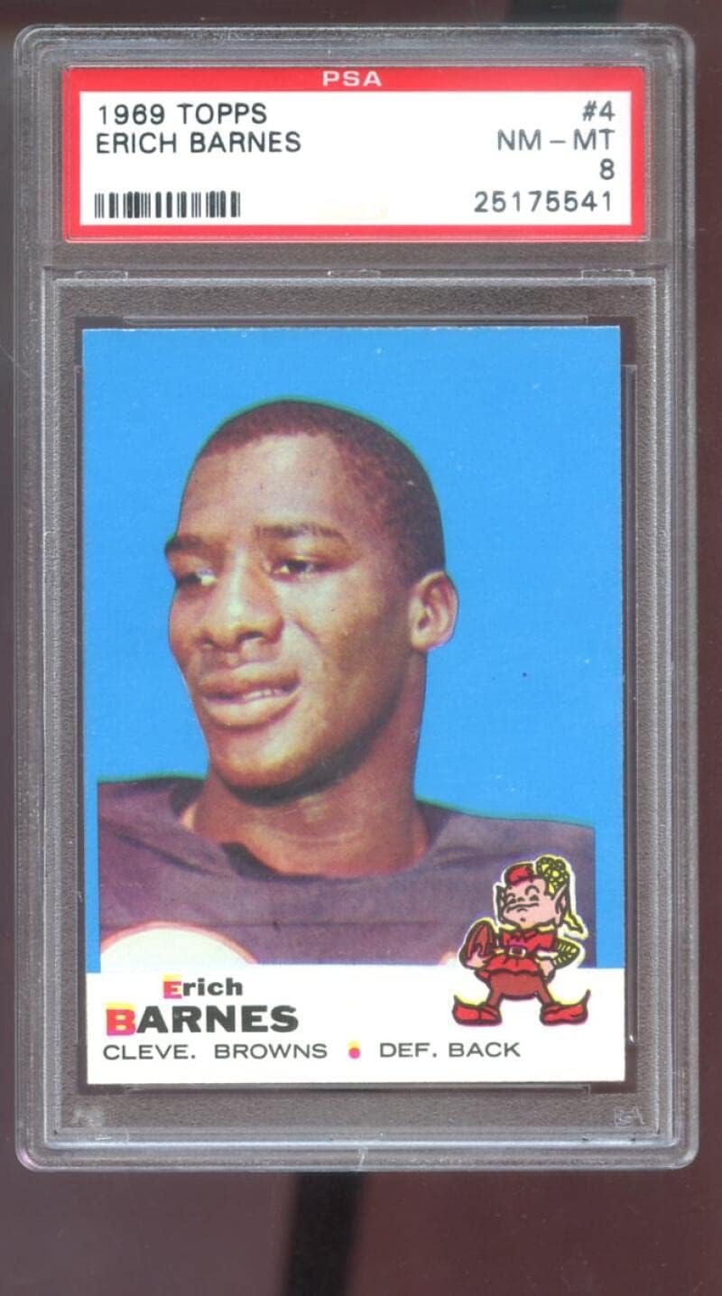 1969 Topps #4 Erich Barnes PSA 8 Graded Football Card NFL Cleveland Browns