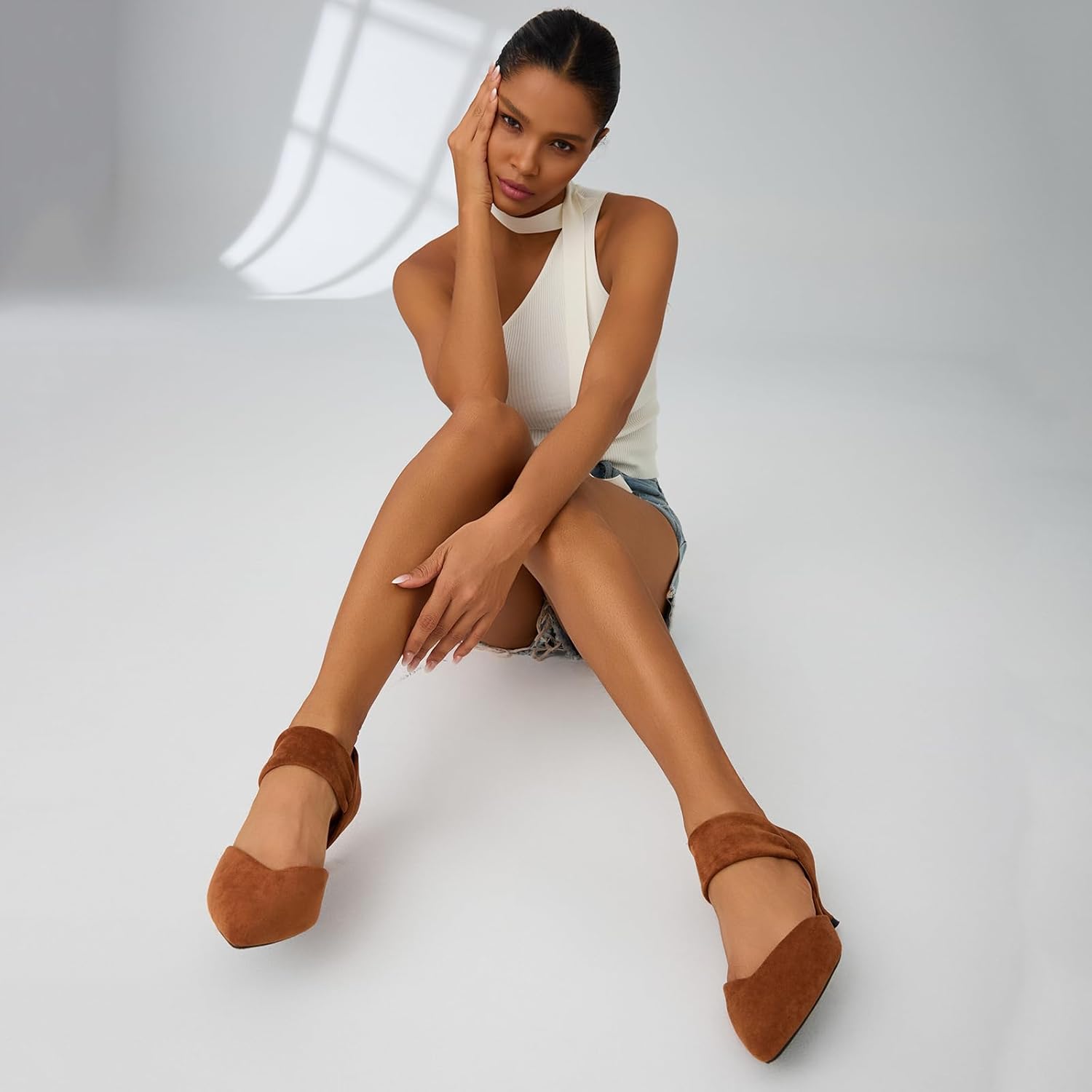 RIBONGZ Kitten Heels for Women Closed Toe Comfortable Low Heels Pointed Toe Sexy Slip on Pumps Bridal Party Dressy Shoes - Image 3