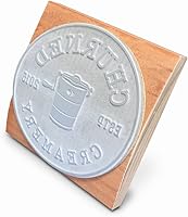 Vista 3 de Sello grande de goma con mango de madera «Rocker Mount» 4" x 3