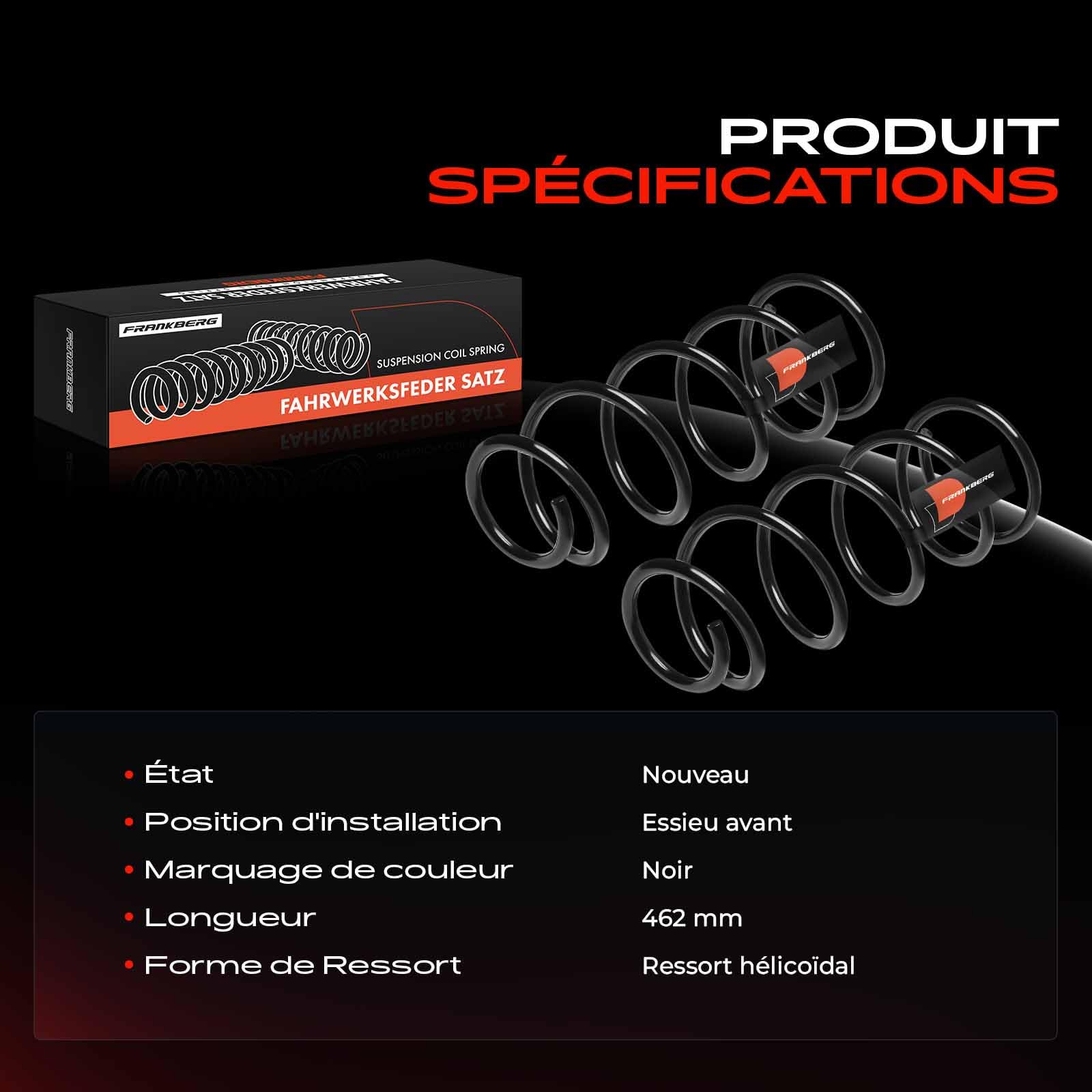 Frankberg 2 ressorts de suspension, essieu avant 1440167180 | Compatible avec: C8 EA EB, 807 EB