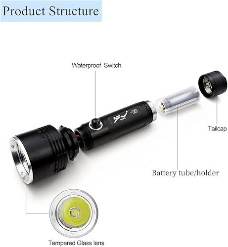 Miniatura 7 de Linterna de buceo de 3000 lúmenes súper brillante XHP70 LED 3 modos luz de seguridad para buceo linterna sumergible profesional de 4921ft incluye
