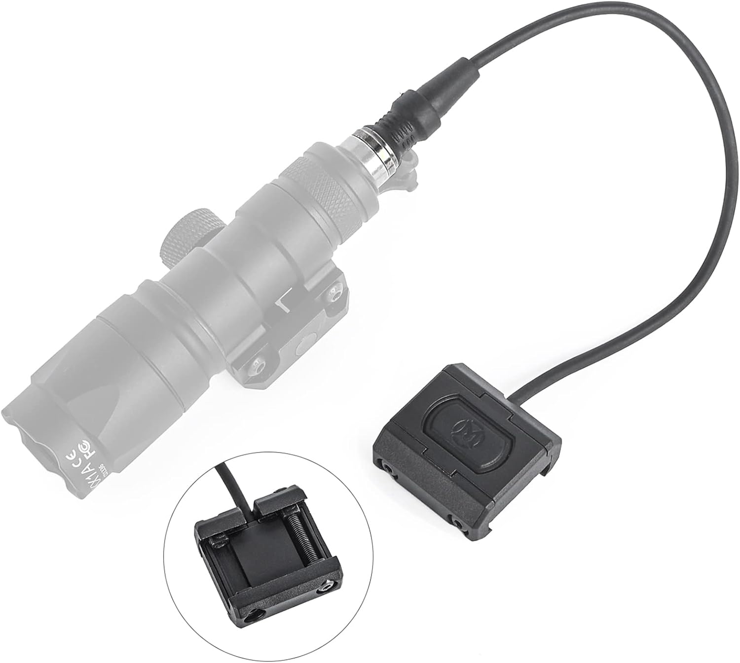 NOBUHIRO Remote Pressure Switch, Tactical Weapon Light Flashlight Switch for M300 / M600 Series, Fit for Picatinny Rail, with Conversion Mount kit Suitable for Mlok/Keymod Rails (SF Plug BK)