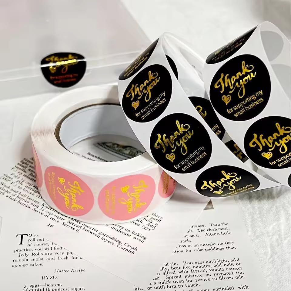 Image of 1000pcs Watercolor Thank You Stickers, Round Thank You Adhesive Sticker for Small Business Wedding Supplies Packing Stickers Gift Wrap (2, Thank You for My Small Business)