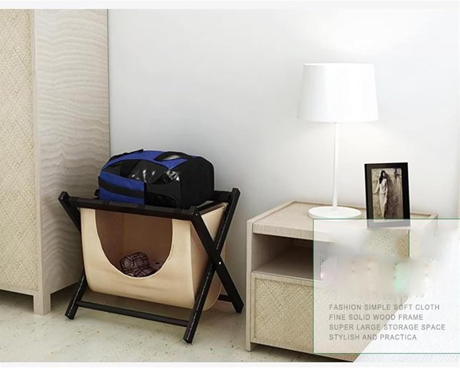 Foldable Suitcase Stand 2 Pack Foldable Suitcase Stand with Nylon Straps Solid Wooden Hotel Luggage Rack for Guest Room for Guest Room