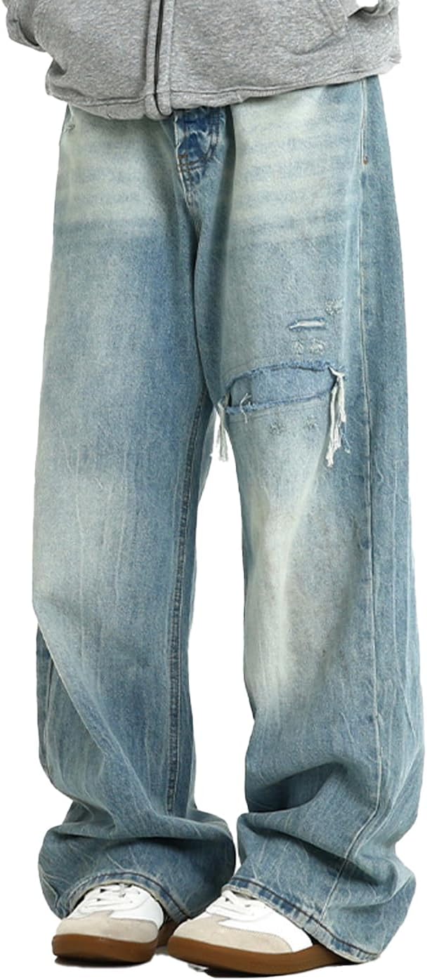Unisex Y2K Baggy Jeans Loose Fit Ripped Distressed Jean Relaxed Skateboard Denim Pants with Holes