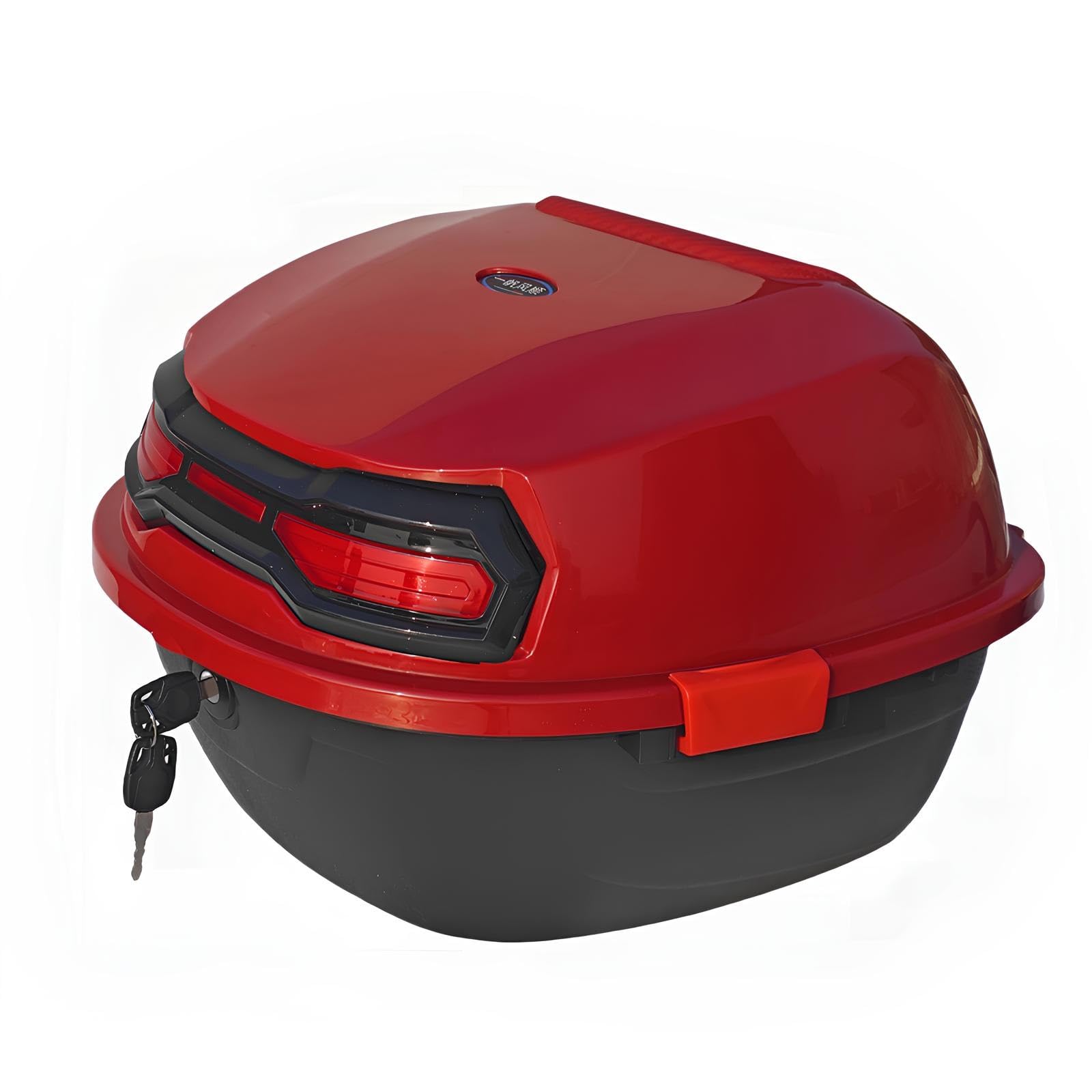Top Case Moto Universal para Motocicleta, Baúl Trasero Diario para Motocicleta, para Guardar Cascos, Estuche Rígido De Plástico Resistente Al Agua con Cerradura(Red)