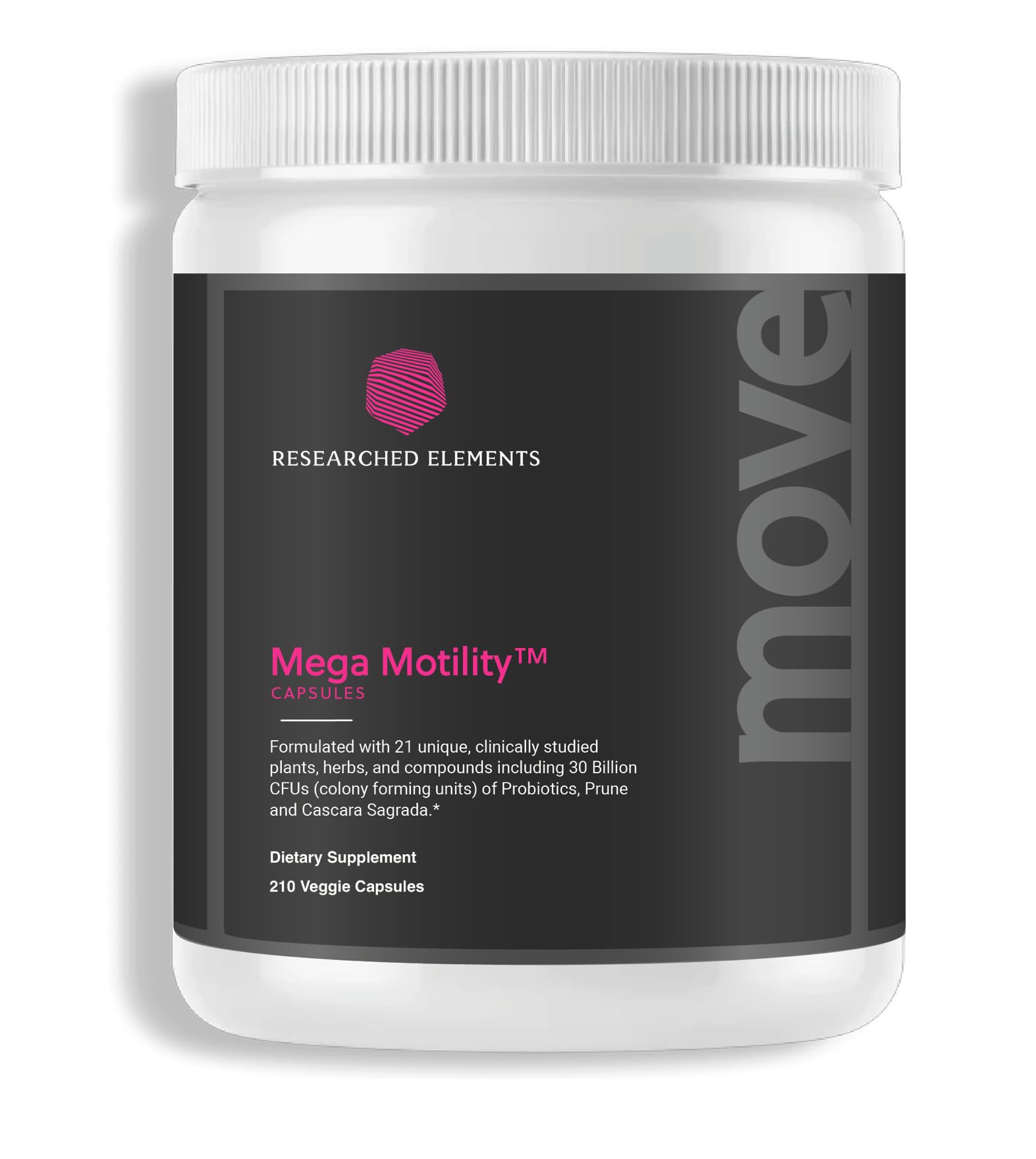 Mega Motility Digestive Health Supplement to Promote GI Motility - Effective and Clean Herbal Prebiotic/Probiotic Formulation - Helps Reduce Constipation, Gas and Bloating (Capsule, 60 Veggie Caps)