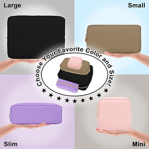 Miniatura 8 de izuzta Bolsa de maquillaje de nylon organizador lindo viaje Preppy bolsa de monedas cosmética, Negro -