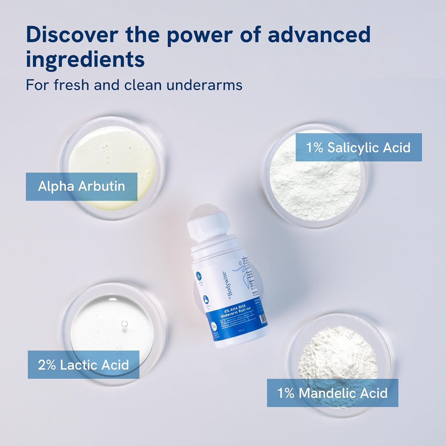 Be Bodywise 4% Aha Bha Underarm Roll On 50ml | 2% Lactic Acid, 1% Mandelic Acid, 1% Salicylic Acid | Controls Odour & Reduces Pigmentation | 0% Alcohol & 0% Aluminium | Aqua Fragrance Be Bodywise 4% Aha Bha Underarm Roll On 50ml | 2% Lactic Acid, 1% Mandelic Acid, 1% Salicylic Acid | Controls Odour & Reduces Pigmentation | 0% Alcohol & 0% Aluminium | Aqua Fragrance