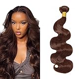 34 Inch Brown Bundles Human Hair Color 4 Body Wave Bundles Niegmeag Virgin Soft and Skily Remy Hair Extensions Double Weft Chocolate Bundle Hair Weave