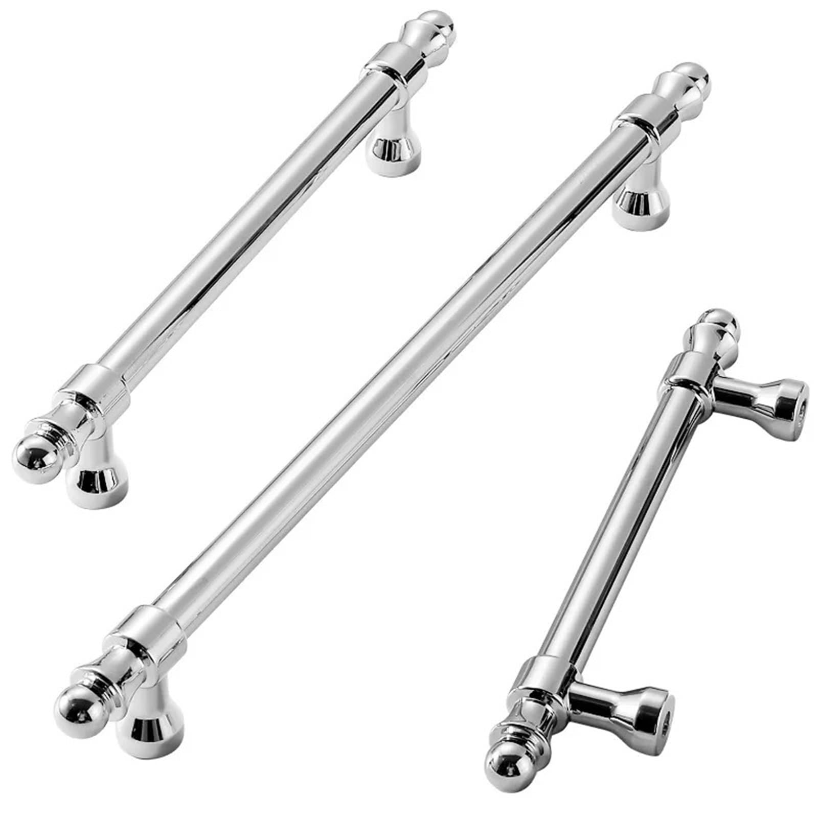 Qvorlth 7511-96Mm Vintage Cabinet Pulls 6Pcs Zinc Alloy French Wardrobe Handle Modern Minimalist Bright Chrome Silver Drawer Single Hole Knob Light(7511-96Mm)