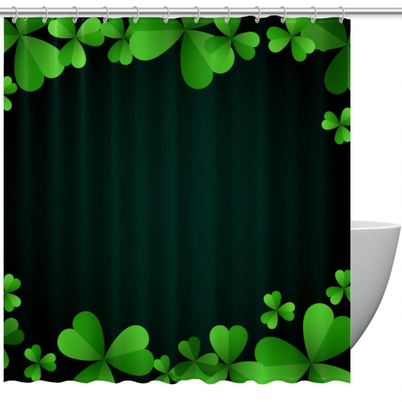 Rideau de douche Saint-Patrick en tissu imprimé trèfles verts