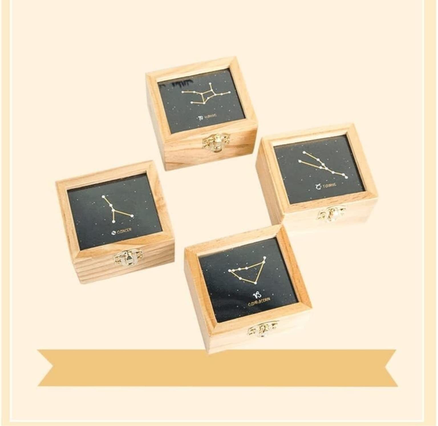 Caja de música Caja De Musica Niña Caja De Música Creativa De Doce Constelaciones Caja De Música Giratoria De Madera para Cumpleaños De Navidad Caja Musical Personalizada(H)