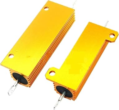 Gold Aluminum Housed Resistors 1pc 50W 100W Aluminum Power Metal Shell Case Wirewound Resistor 0.01~100K 0.05 0.1 0.5 1 2 6 8 10 20 200 500 1K 10K ohm Resistance(100W-4.7K)