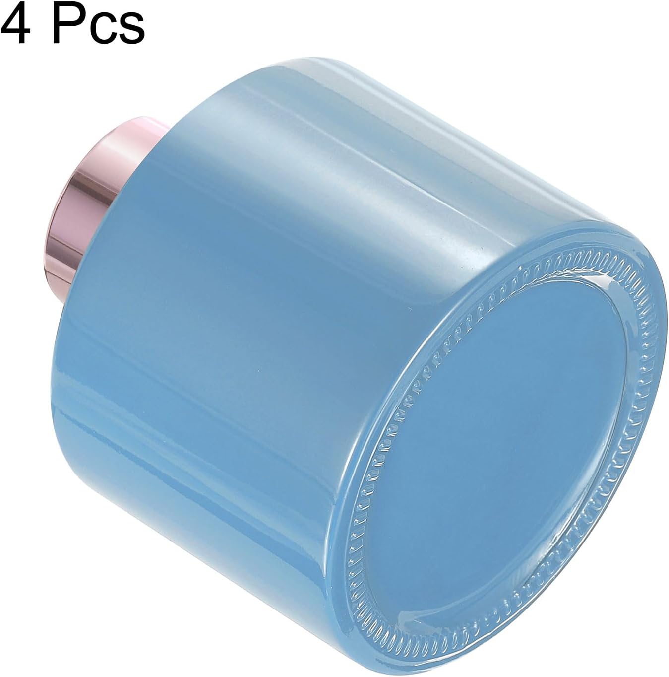 HARFINGTON 4pcs Empty Glass Diffuser Bottle 140ml/4.7oz Refillable Fragrance Accessories Aromatherapy Jar Container for Replacement Reed Diffuser DIY Home Bathroom Blue with Gold Tone Cap