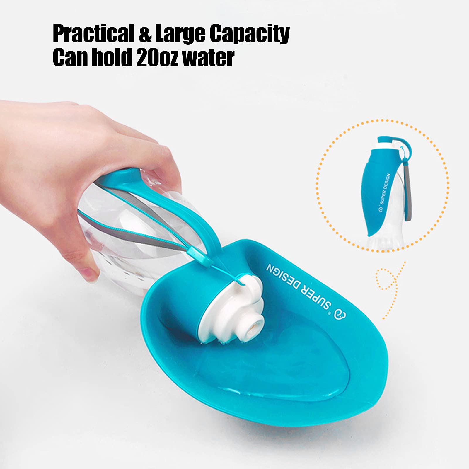 Bouteille d'eau portative pour Chien pour la Marche, Tasse de Boisson pour Animaux de Compagnie de Voyage sans BPA (Bleue)