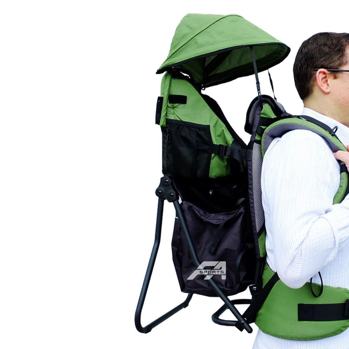 Lil' Boss Mochila Portabebés de Senderismo FASports, Ergonómica para Niños de 20–25 kg, con Techo para Lluvia y Sol, 50 x 38 x 90 cm