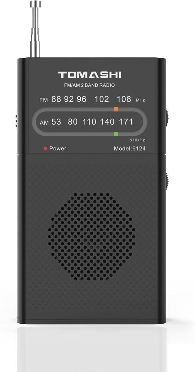 TOMASHI Portable AM FM Transistor Radio, Battery Operated Pocket Radio
