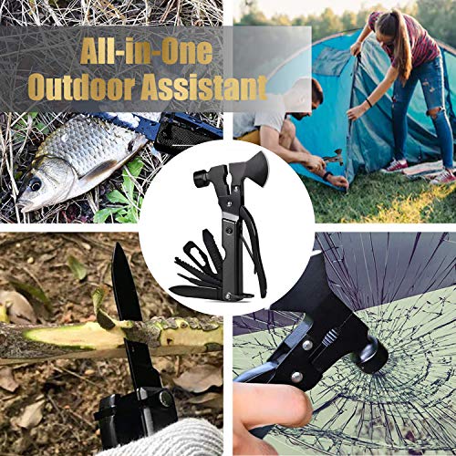 URGENEX Multitool Axe Camping Gear 14 in 1 Stainless Steel Multitool Camping Accessories with Plier Bottle Opener Screwdrivers Gifts for Men