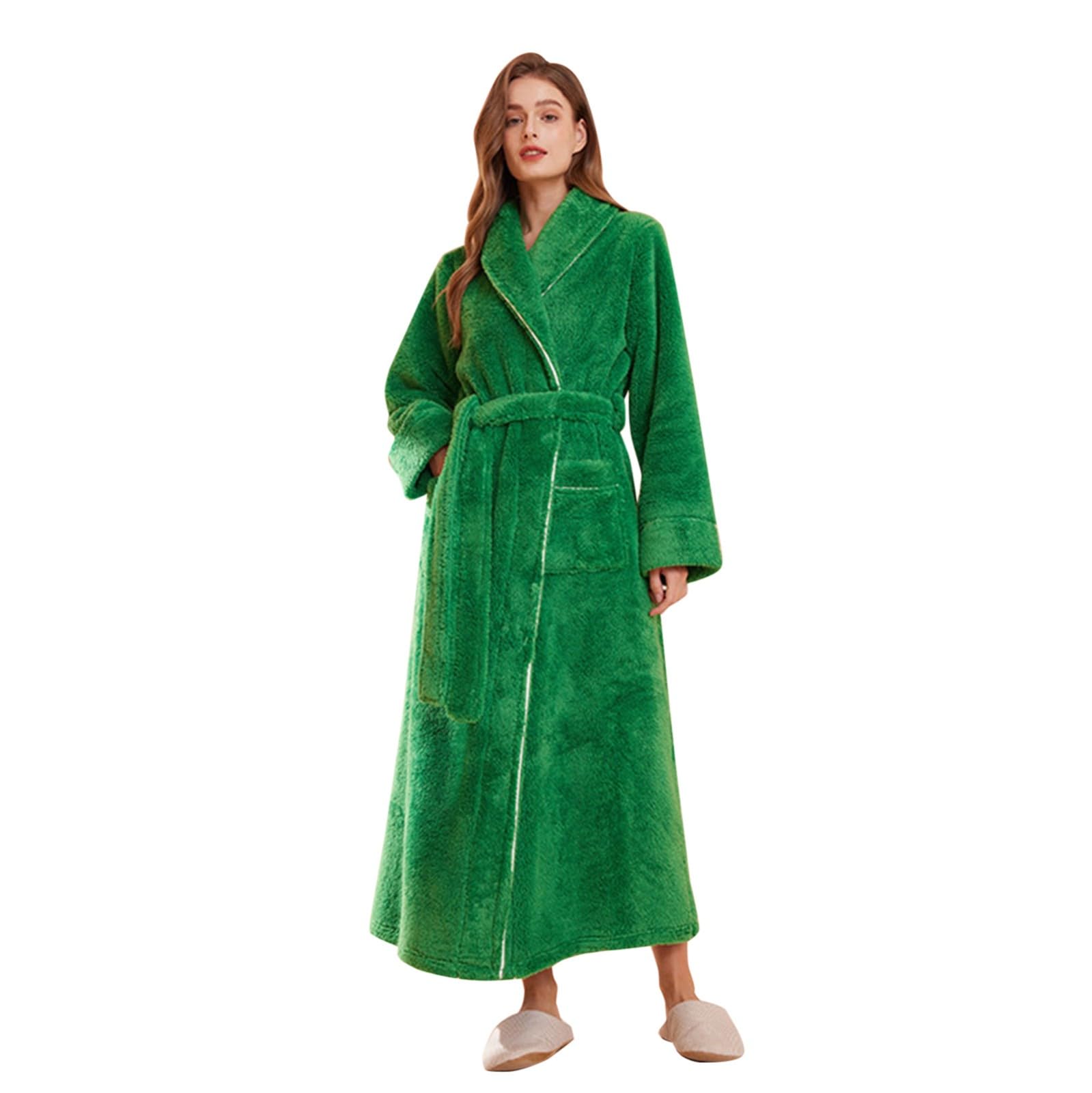 Peignoir De Bain Femme Coton Epais - Chemise De Nuit Femme Hiver Flanelle | Robe Chambre Avec Deux Poches Et Ceinture Ajustable Haute Absorción Sechage Rapide Doux Et Moelleux Peignoirs Maison
