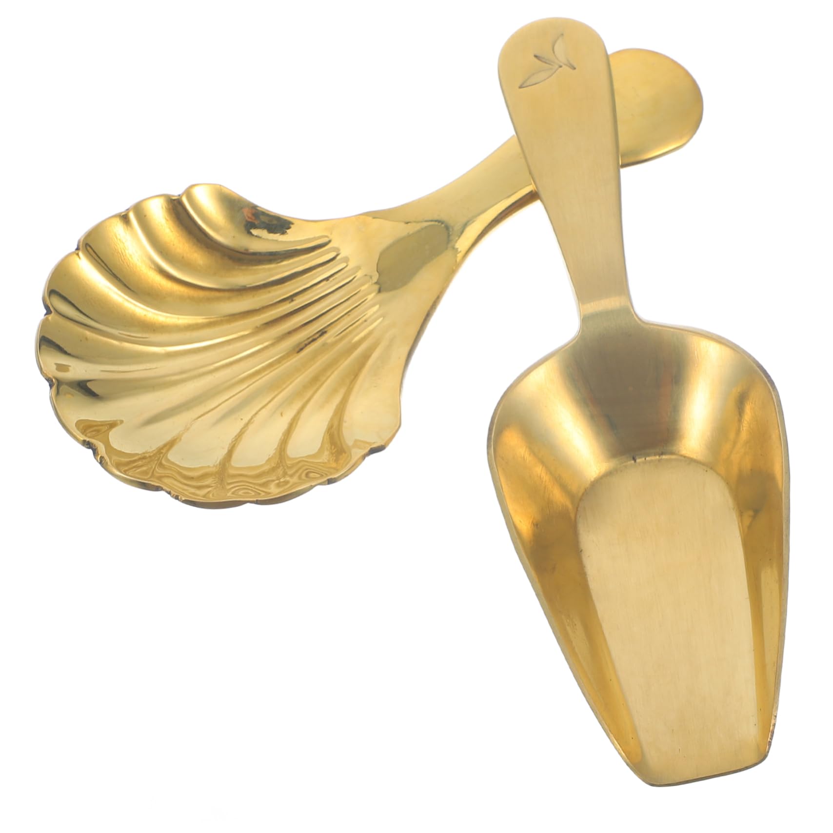 Cuchara de Té de Latón Mini Forma de Concha, 2 Piezas, para Uso en Cocina