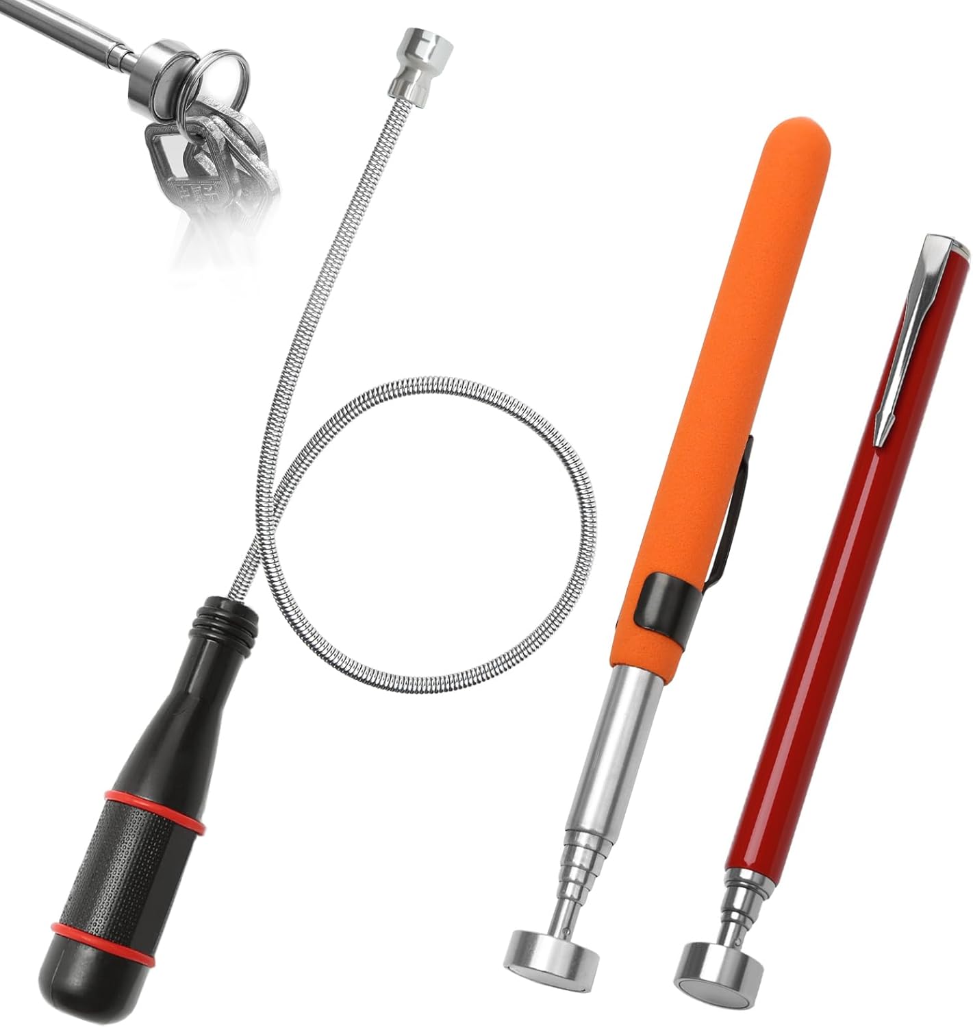 3 Stück Stabmagnet Extra Stark, Teleskop Magnetstab, Flexibler Magnetheber, Telescopic Magnetic Pickup Tool zum Aufnehmen von Kleinen Teilen, Metallgegenstände, Autoteilen