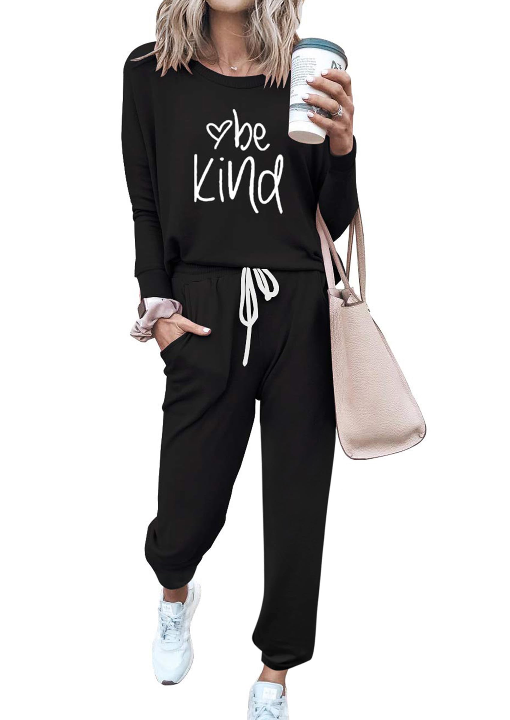 PRETTYGARDEN Travel Outfit Women 2 Piece Lounge Sets | Long Sleeve Shirts, Jogger Pants Pockets, Matching Track Suits, Fall Spring Comfy Clothes for Casual Outing, Cruise, Airport