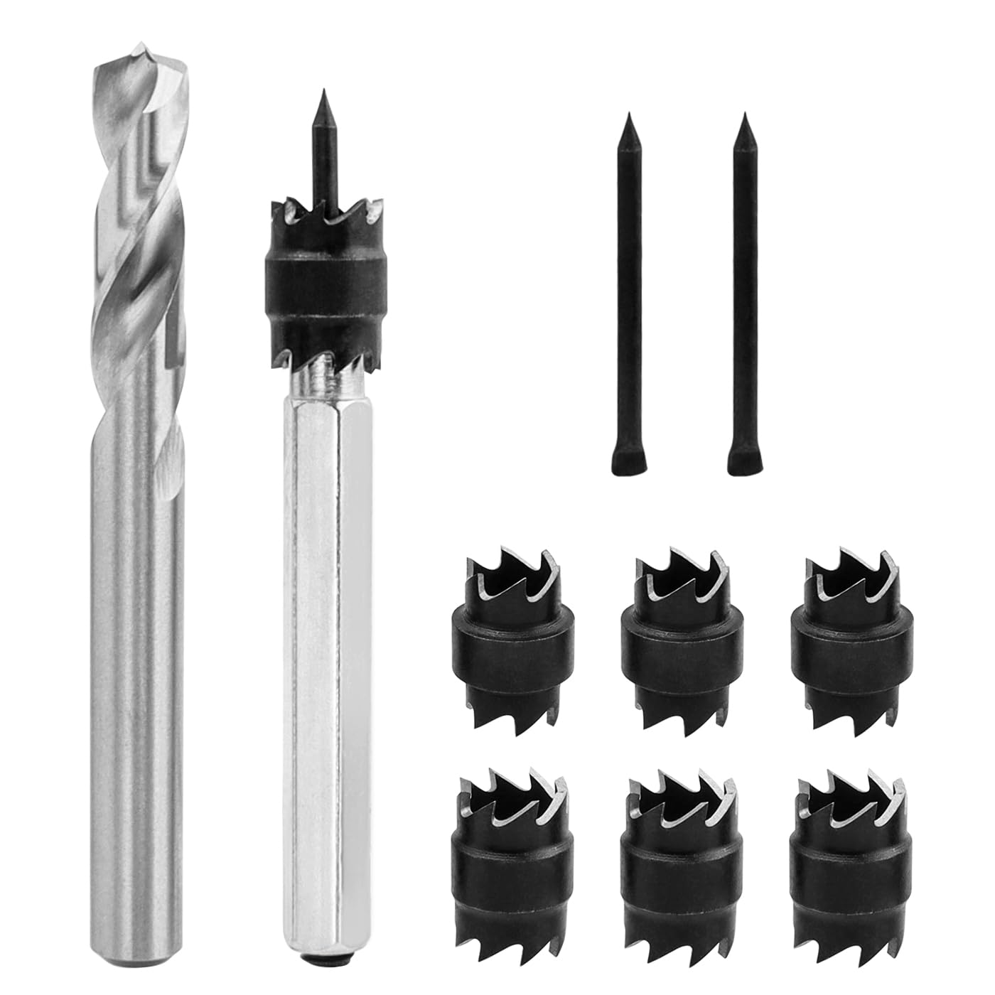 Excefore Rotary Spot Weld Cutter Set, Double Sided 6 Pcs 3/8" HSS Spot Weld Cutter Remover Drill Bits Hex Sheet Metal Hole Cutter Kit with 2 Replacement Blades for Power Drill Spot Welding