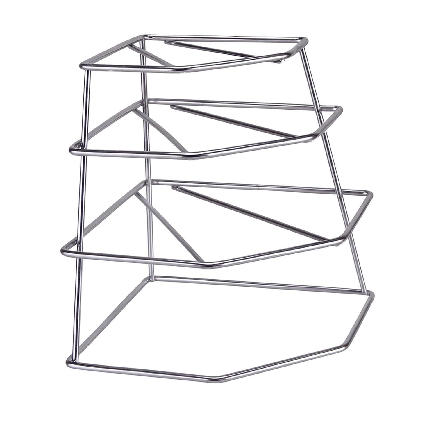 Greenfields Chrome 4 Tier Corner Kitchen Plate Rack Tidy Cupboard Shelf Insert Organiser New