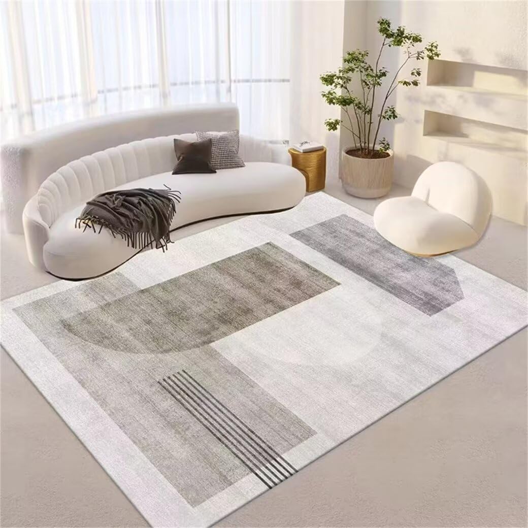 Tapis de sol salon gris au design minimaliste moderne 200x300 cm