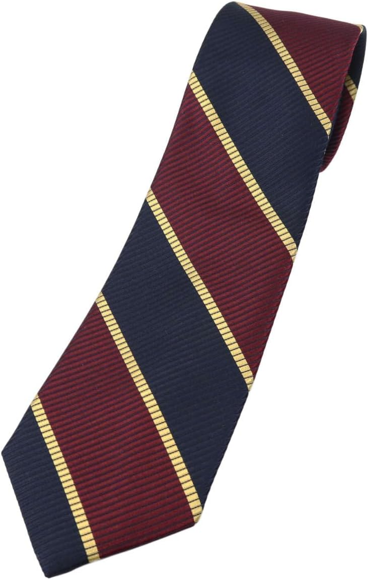 [フェアファクス] ネクタイ レップ ボールドストライプ ワイン×ネイビー シルク100% 日本製 レジメンタル