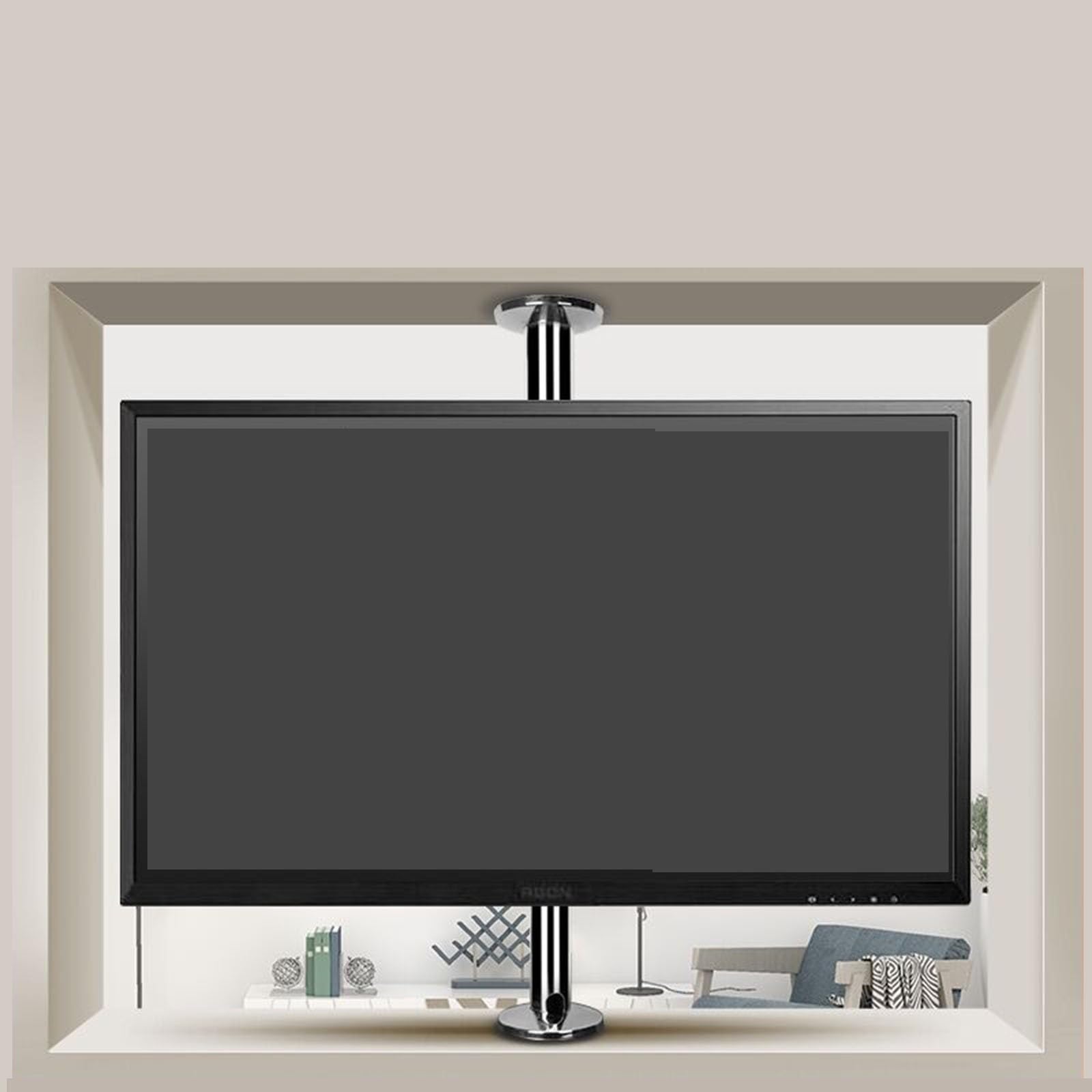 Supporto TV da Pavimento - Parete di Base Rotante 360 ​​Gradi di Rotazione Staffa, Staffa Parete Divisoria TV LCD, Supporto TV Regolabile in Altezza(66-82CM)