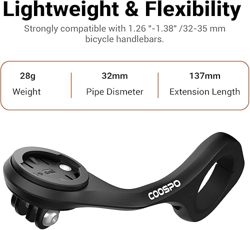 Miniatura 7 de CooSpo Soporte para computadora de bicicleta, soporte extendido para computadora de ciclismo frontal, compatible con Garmin, Wahoo, Bryton,