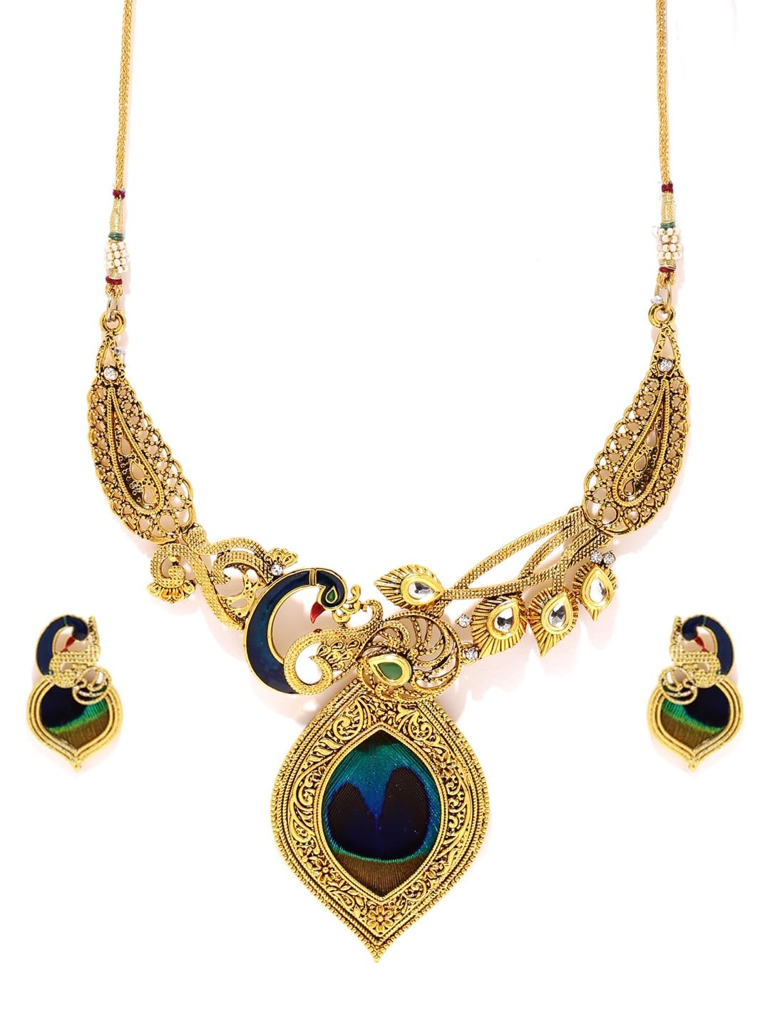 ZAVERI PEARLS Enamelling Peacock & Peacock Feather Inspired Necklace & Earring Set For Women-ZPFK18503 (B0DBQG3B5X) Amazon Price History, Amazon Price Tracker