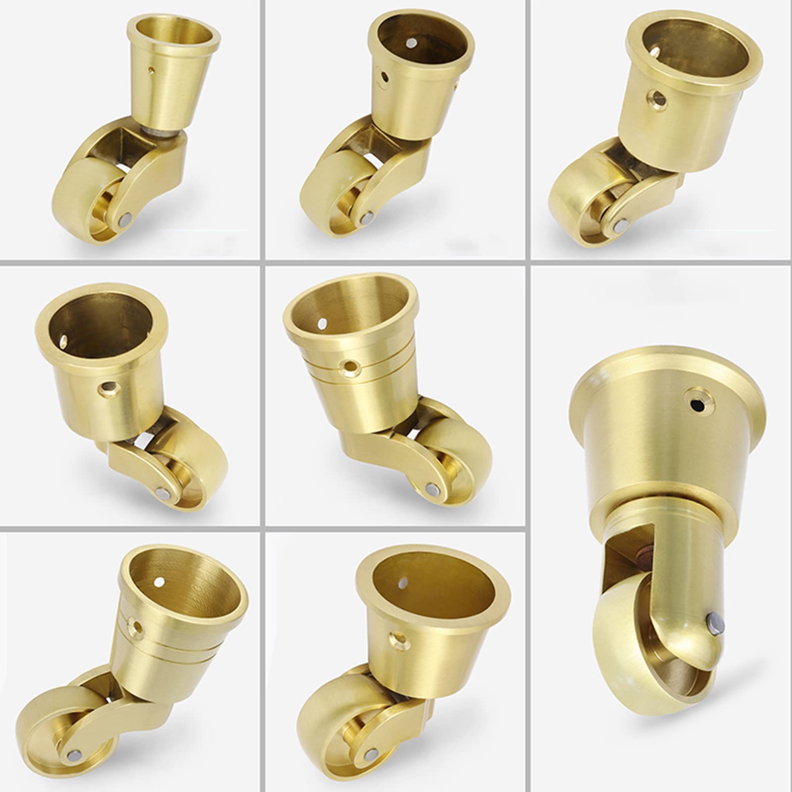 4 Ruedas giratorias de latón Macizo, pequeñas Ruedas giratorias móviles para Muebles, mesas y carros, Montaje en Forma de Copa, Capacidad de Carga de 330 lb/150 kg, Varios tamaños, con torni