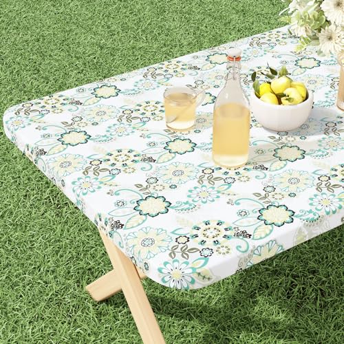 misaya Rectangle Vinyl Tablecloth 4 Foot Elastic Fitted Table Cover