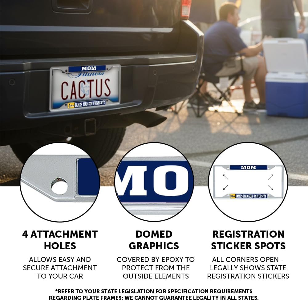 Desert Cactus James Madison University Car Accessories Dukes Metal License Plate Frame and Tag Holder for Front or Rear of Car (Vintage Mom)