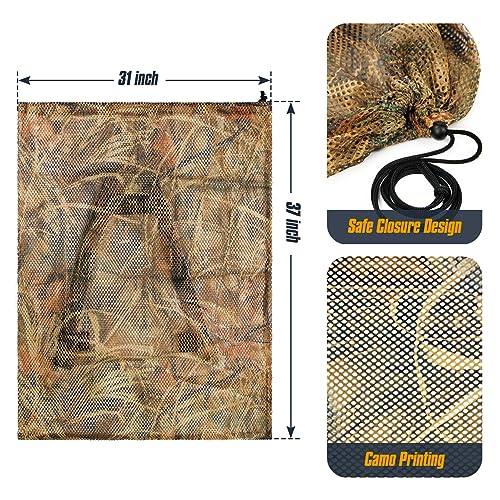 VicBre Lot de 2 sacs à leurre en maille avec bandoulière, sac de chasse pour canard, oie, dinde, oiseaux aquatiques, vert + camouflage