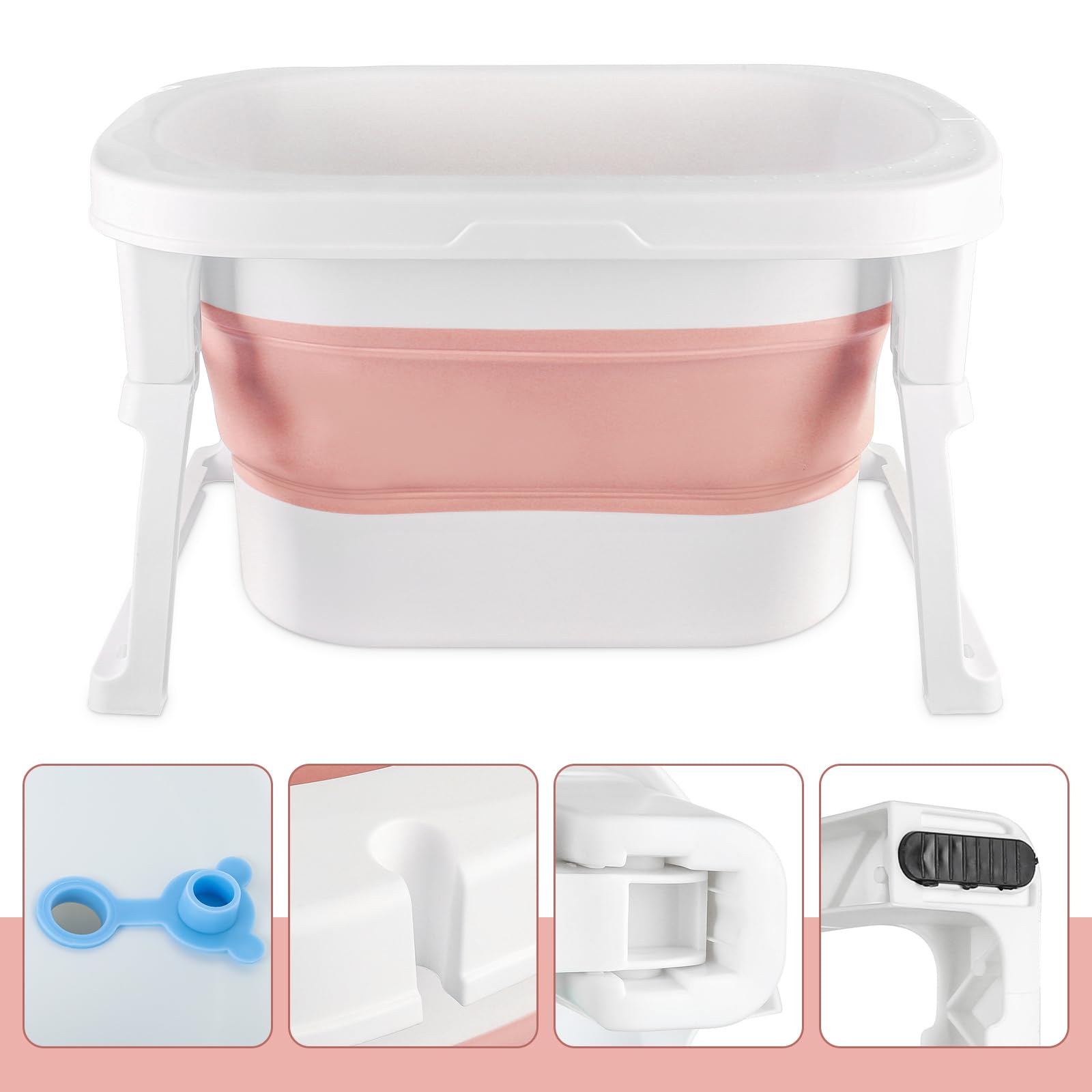 Bañera Plegable Para Bebé Con Taburete En Interior, Baño Bebé Apto Para Bebés De Todas Las Edades, Fácil De Bañar Y Sin Peligro Para Bebés