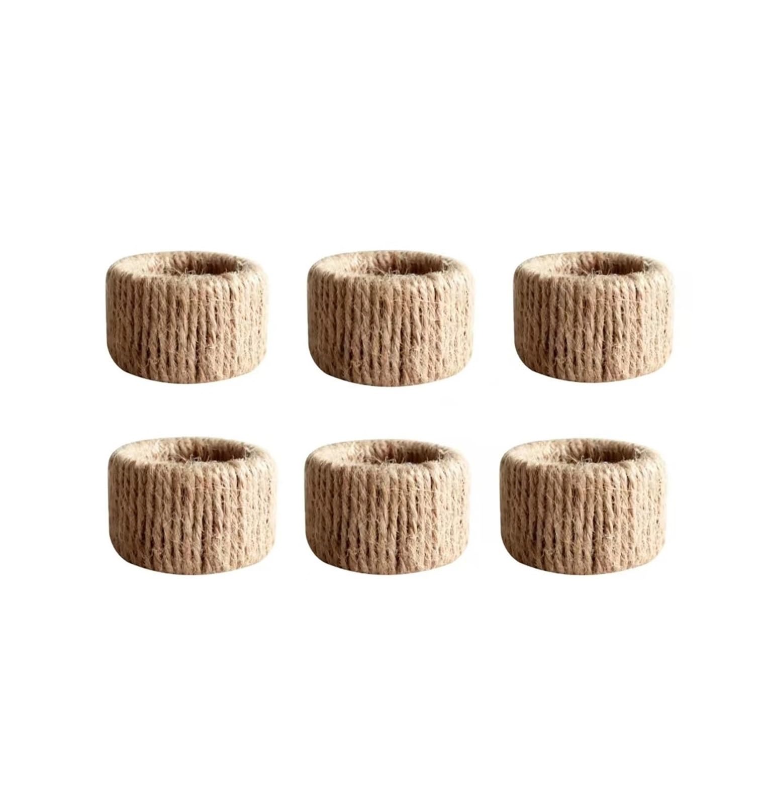 6Pcs Burlap Napkin Rings Jute Cylinder Holders Abrasion Resistant Table Decor