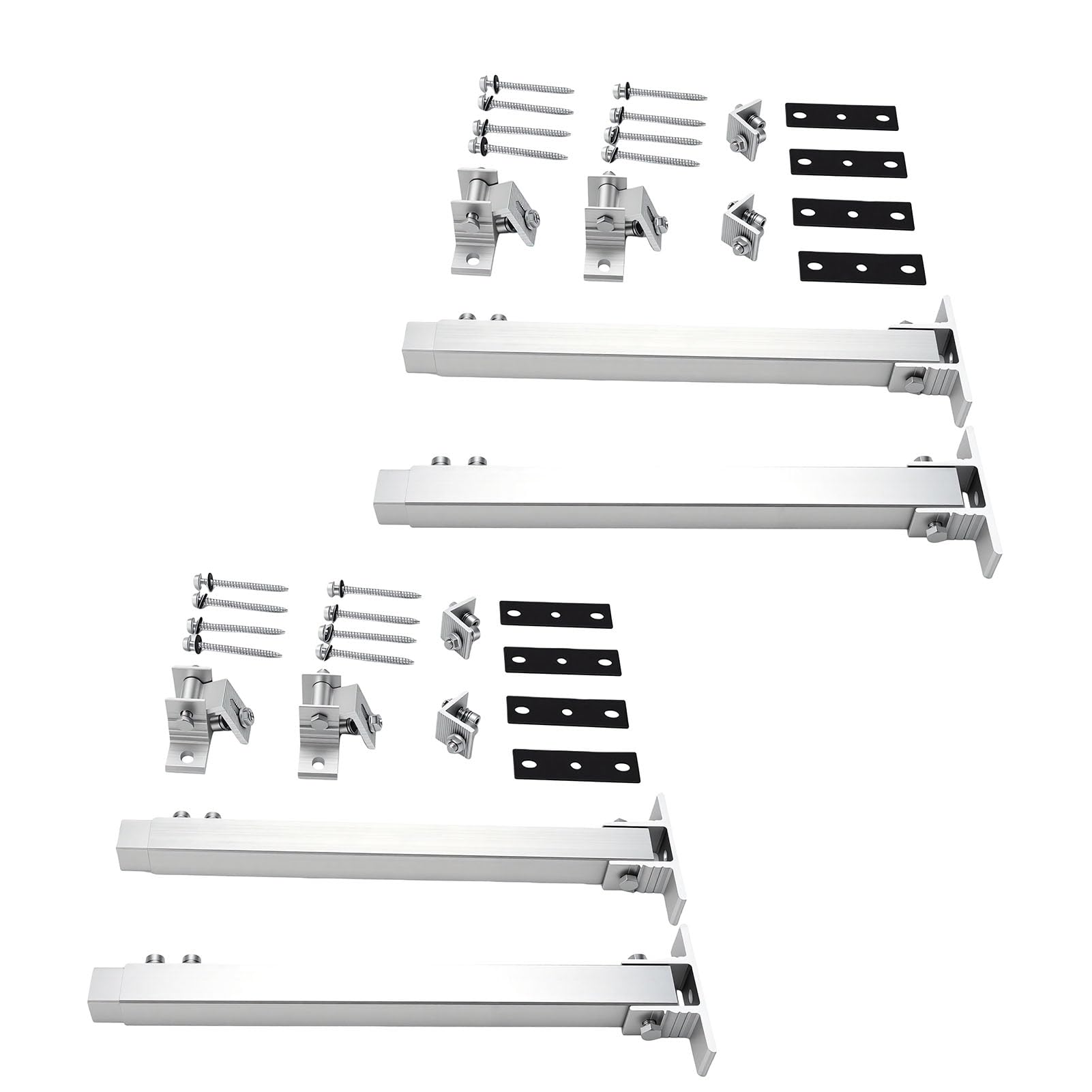 Garosa 2 Set Staffa di Montaggio per Pannello Solare Supporto per Pannello Solare per Carichi Pesanti Lega di Alluminio AL6005-T5 Pellicola di Ossidazione 15μ Angolo Regolabile da 15° a