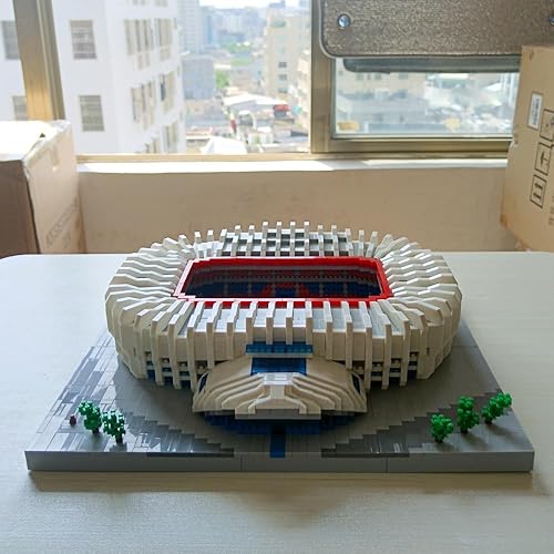 Miniatura 7 de Kit de bloques de micro diamantes para estadio de fútbol de París, juguete de rompecabezas atractivo para adultos para montar un campo de fútbol