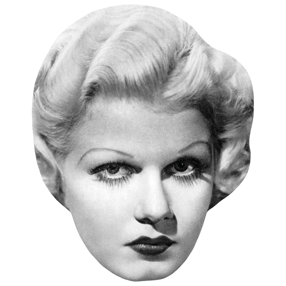 Jean Harlow (BW) Celebrity Mask, Flat Card Face, Fancy Dress Mask