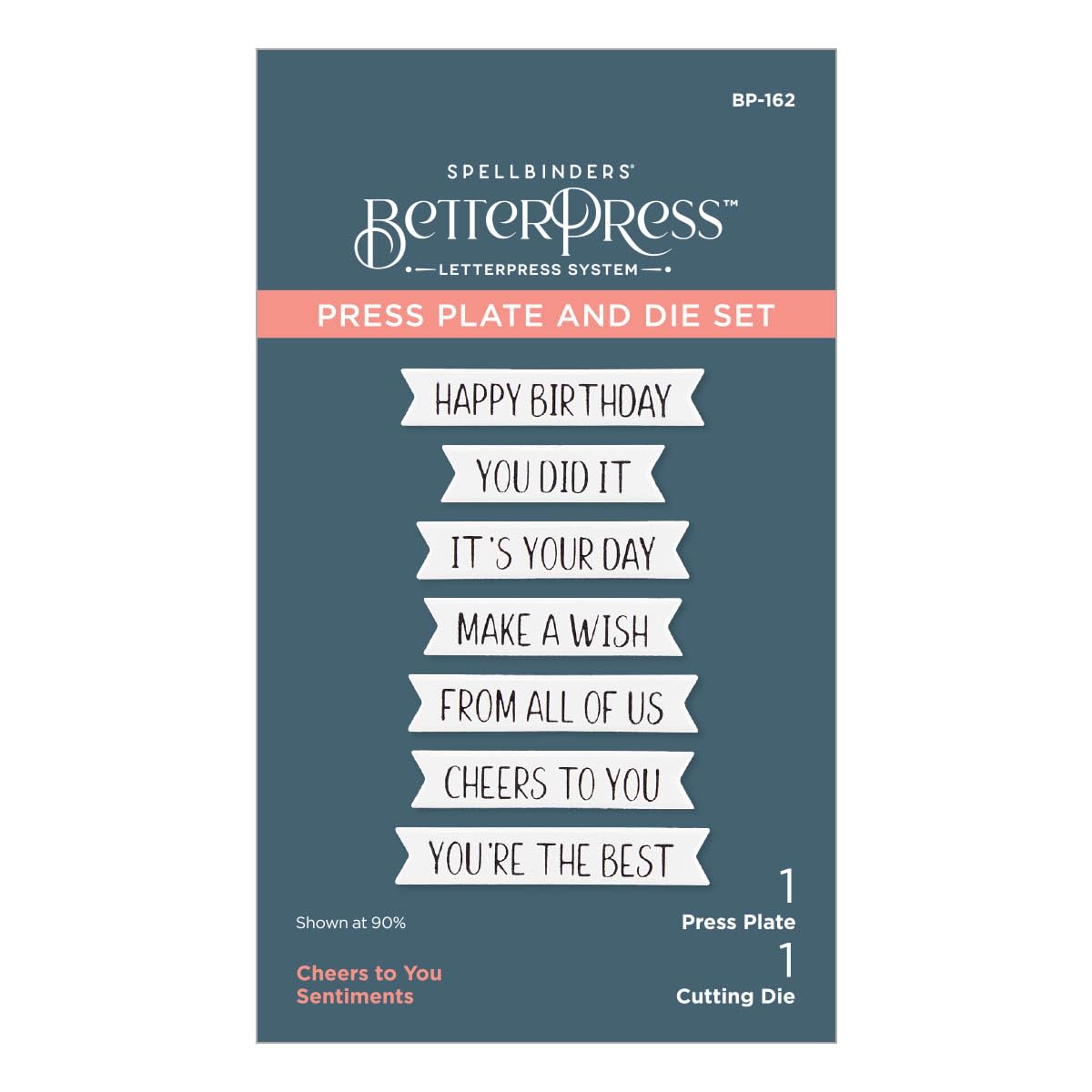 Spellbinders BP-162 Cheers to You Sentiments Press Plate & Die Set from Cheers to You Collection