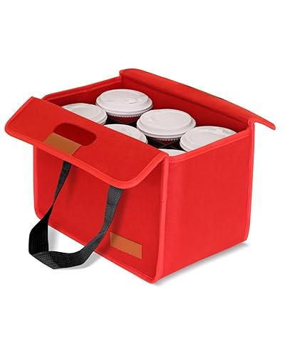 Lifeplus 6 Cup Insulated Drink Carrier for Delivery, Reusable Foldable