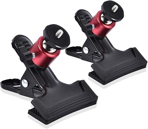 UTEBIT Abrazadera con abrazadera de trípode de cabeza esférica  Soporte de abrazadera de metal con tornillo de 14 pulgadas, abrazadera de cámara de