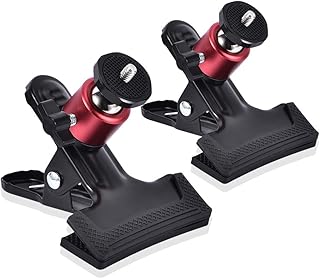 UTEBIT Heavy Duty Tripod Camera Mount Clip Clamp with 360 Degree Swivel Mini Ballhead 2 Pack Photography Accessories Clamp 1/4'' Screw Black Spring Clamp for DSLR Video Photoshoot Studio