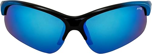 Miniatura 2 de MAXX Domain Sport Golf Gafas de sol negras con marco azul lente espejo azul y lente ámbar HD, Negro y azul