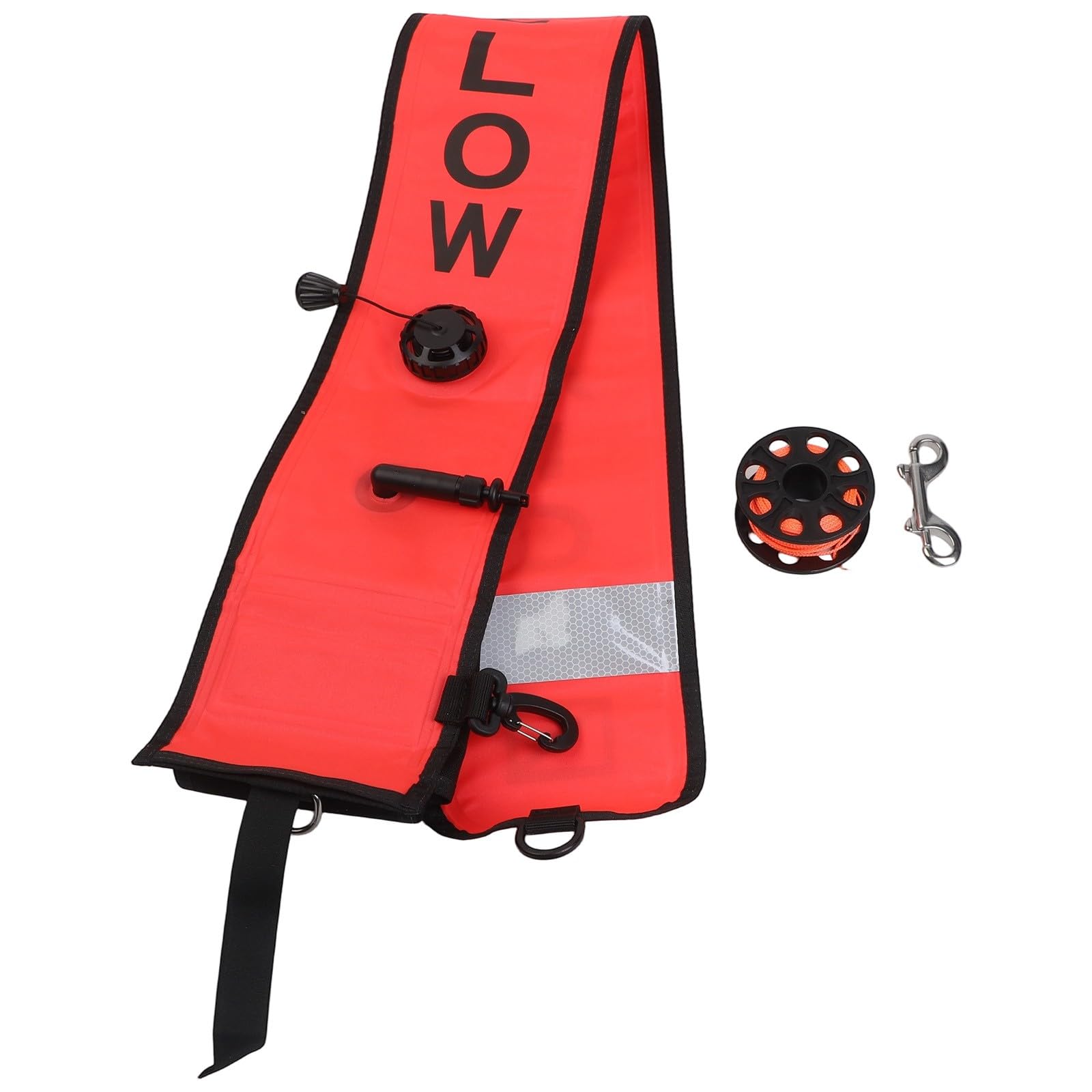 Scuba Diving SMB Diver Bouée de signalisation avec bobine et bouton-pression Rouge 120 x 15 cm
