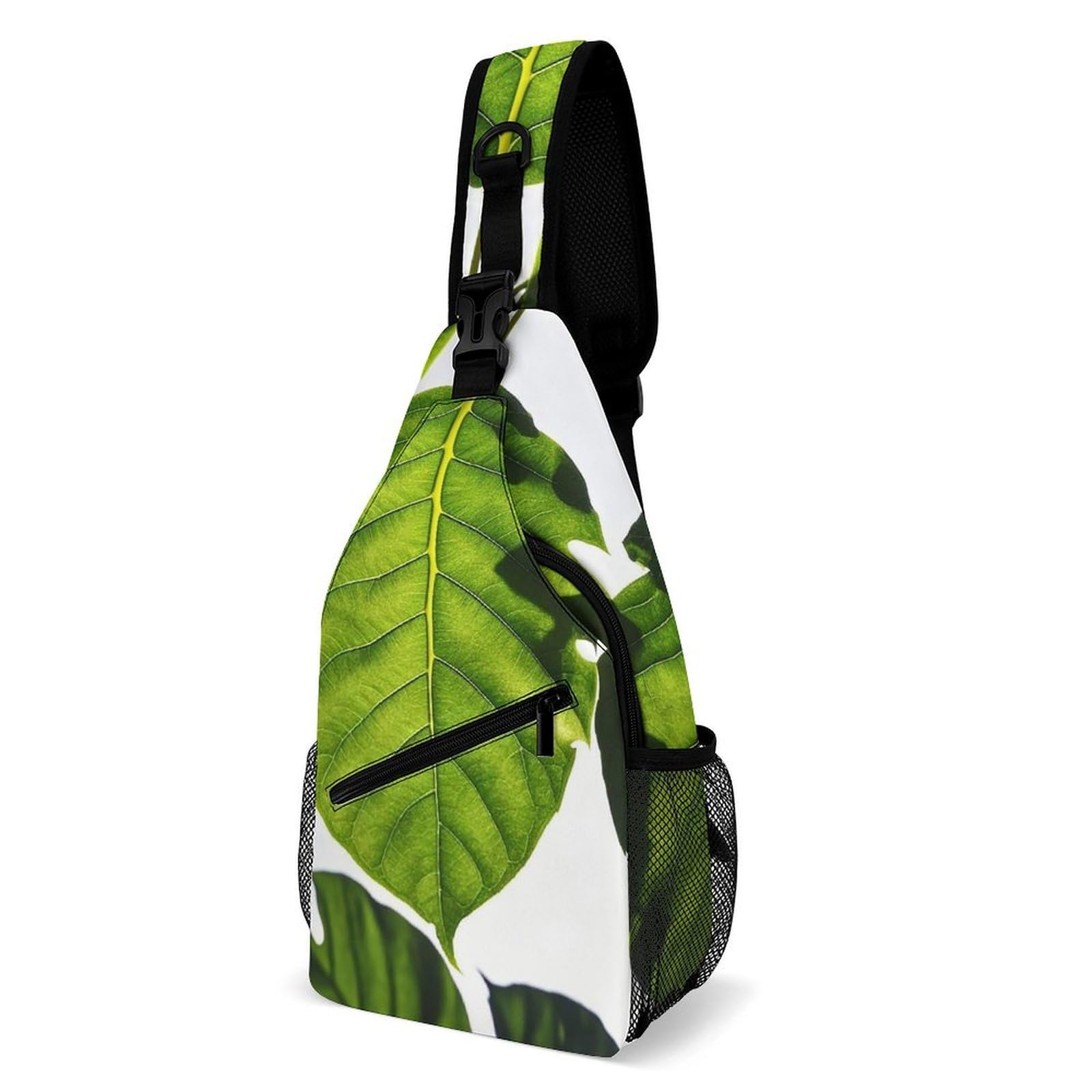 Bolsa bandolera de hojas verdes para excursiones de fin de semana y turismo 8